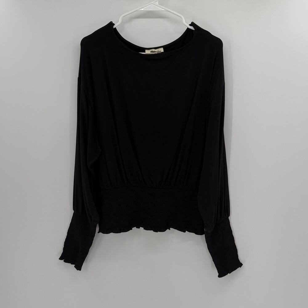 Madewell Women's Cinched Long-Sleeve Top - True Black - Large - NWOT